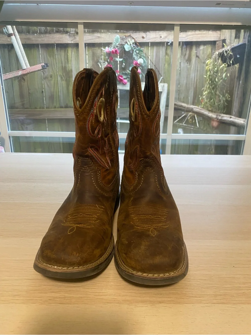 Kids Size 3 Justin Boots Brown Leather Western Boot